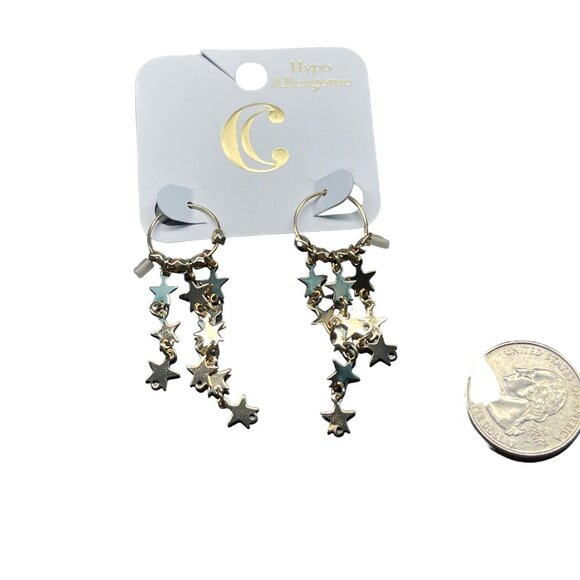 Charming Charlie Star Dangle Earrings Gold Tone Hypoallergenic Fashion Jewelry F - Picture 4 of 8